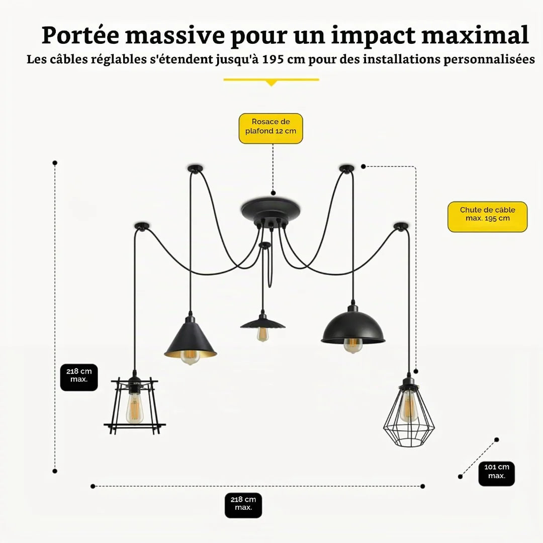 lustre araignee 5 ampoules