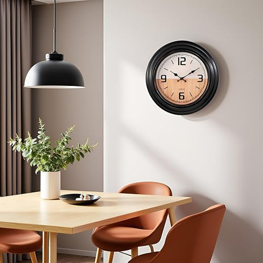 LEDSone Horloge Murale en Fer Noir avec Vitre en Plexiglass ~ 5154
