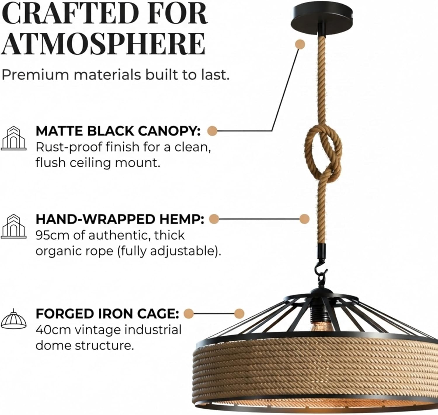 suspension corde naturelle E27