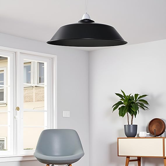 Abat-jour industriel rétro métal Noire suspension plafond E27 – LEDsone