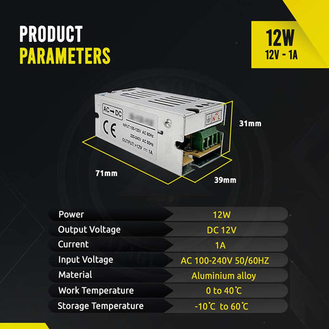 Pilote d'alimentation à découpage régulé AC 100/240V à DC12V 12W -720W ~ 1406