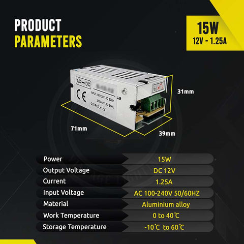 Pilote d'alimentation à découpage régulé AC 100/240V à DC12V 12W -720W ~ 1406