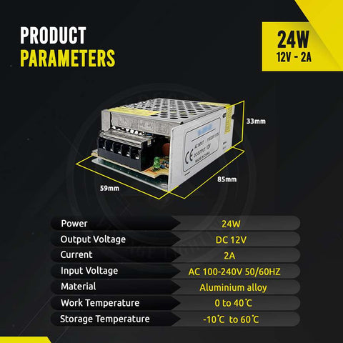 Pilote d'alimentation à découpage régulé AC 100/240V à DC12V 12W -720W ~ 1406