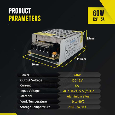 Pilote d'alimentation à découpage régulé AC 100/240V à DC12V 12W -720W ~ 1406