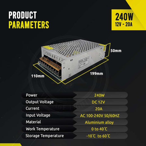 Pilote d'alimentation à découpage régulé AC 100/240V à DC12V 12W -720W ~ 1406