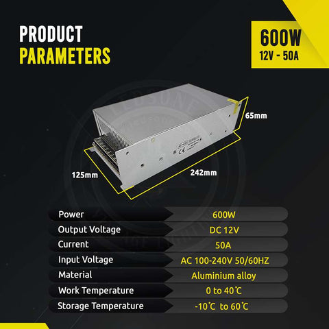 Pilote d'alimentation à découpage régulé AC 100/240V à DC12V 12W -720W ~ 1406