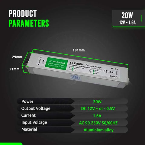 Transformateur LED à tension constante d'alimentation DC12V IP67 ~ 4490