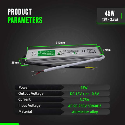 Transformateur LED à tension constante d'alimentation DC12V IP67 ~ 4490