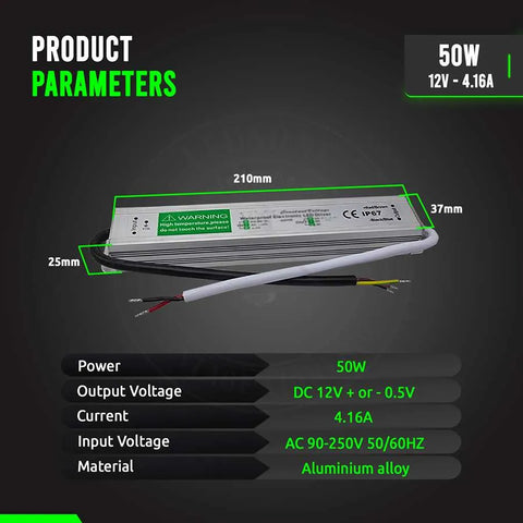 Transformateur LED à tension constante d'alimentation DC12V IP67 ~ 4490