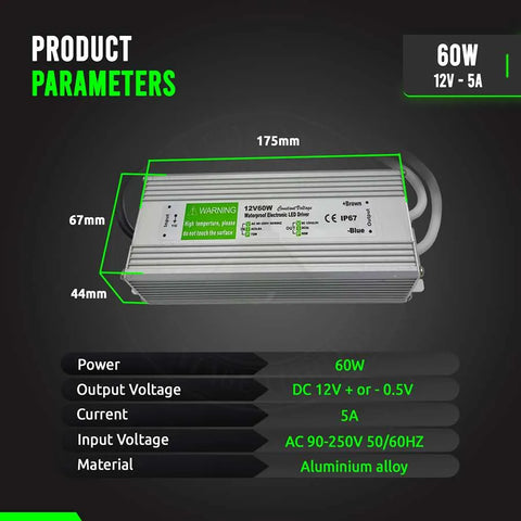 Transformateur LED à tension constante d'alimentation DC12V IP67 ~ 4490