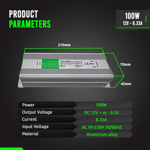 Transformateur LED à tension constante d'alimentation DC12V IP67 ~ 4490