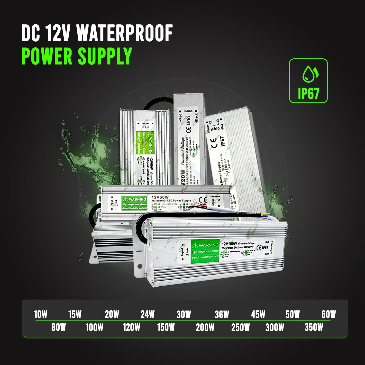 DC 12V 20A Power supply Driver Waterproof / Non Waterproof Transformer For  LED