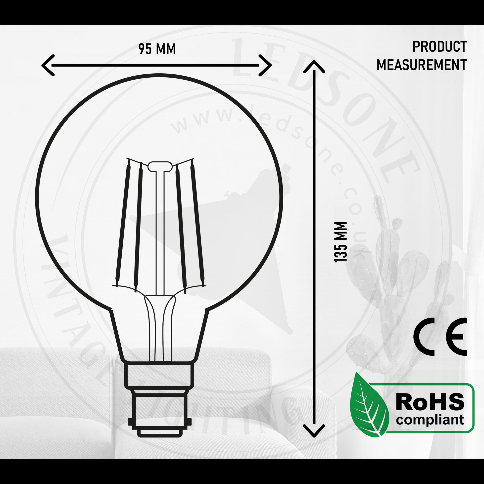 G95 Globe Dimmable Edison Bulb