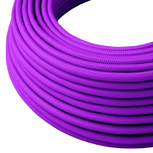 1m/5m/10m Câble Électrique Rond Tissu Violet - 3 Conducteurs Style Vintage ~ 3182