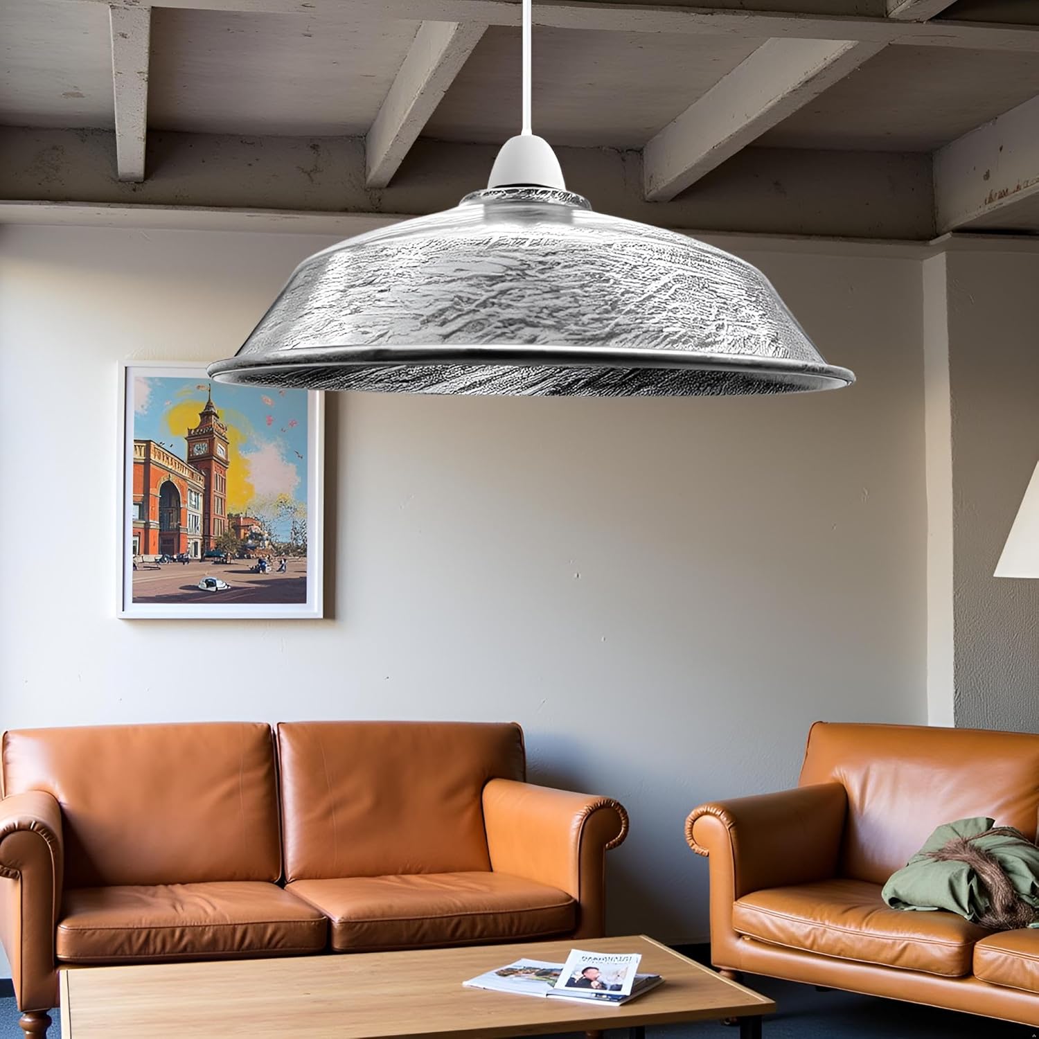 suspension luminaire rétro vintage métal coupole incurvée