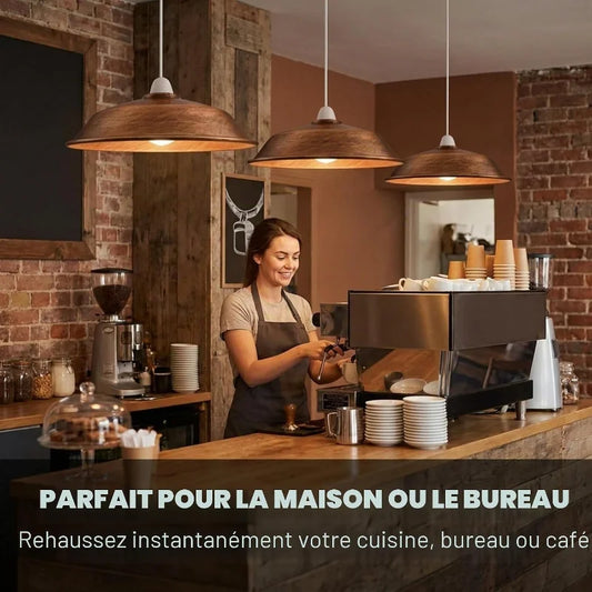 LEDSone Abat-Jour Suspension Métal 26cm Rétro pour Plafond Easy-Fit ~1721