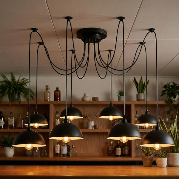 LEDSone Lustre Araignée Luminaire Suspendu Industriel Noir