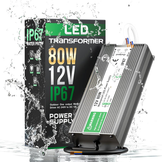 Transformateur d'alimentation LED IP67 étanche DC 12V 80W conducteur LED ~1745