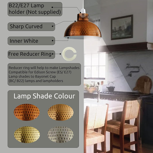 Lampe suspendue rétro industrielle moderne avec abat-jour en métal, luminaire suspendu au plafond, en laiton jaune, ~ 2323