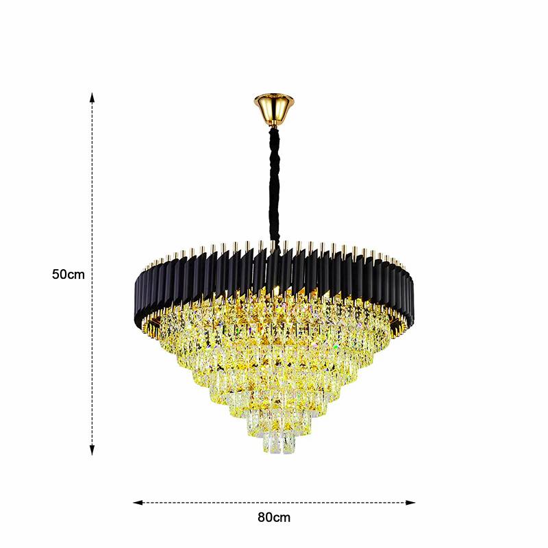 Black & Gold Round tier Chandeliers light Fixtre.JPG