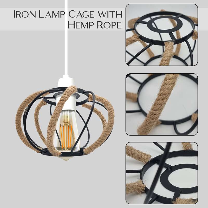 Iron Lampshde with Hemp Rope Light.JPG