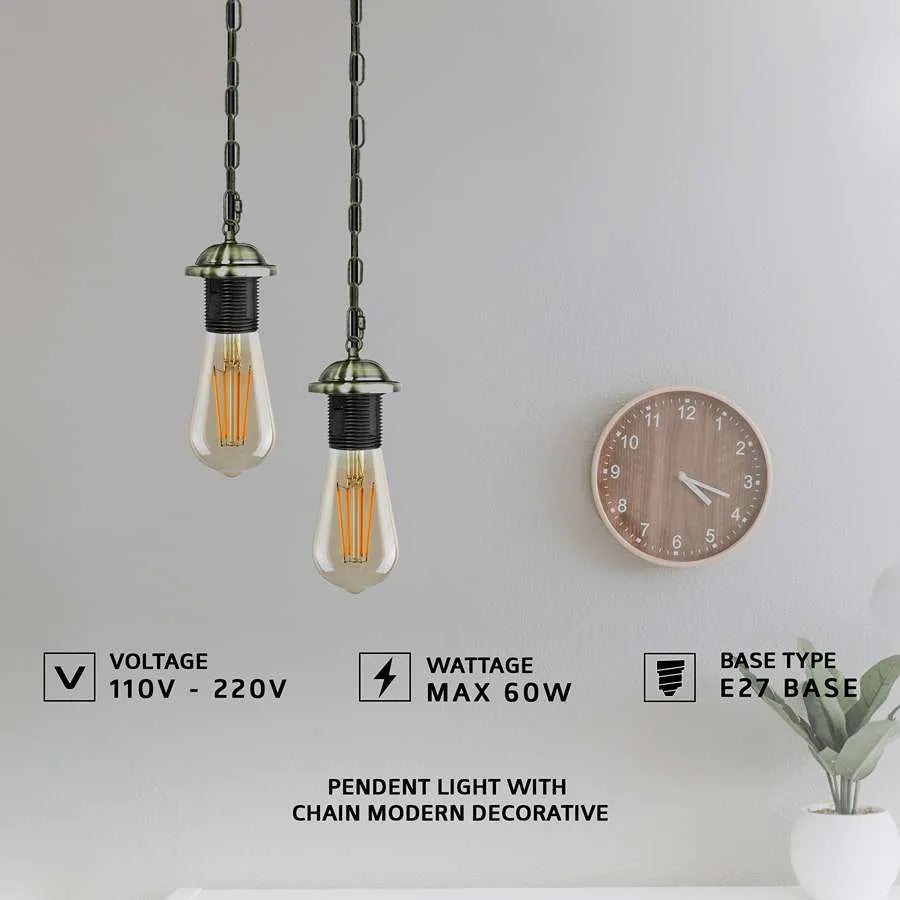 E27 base pendant lights with modern chain light