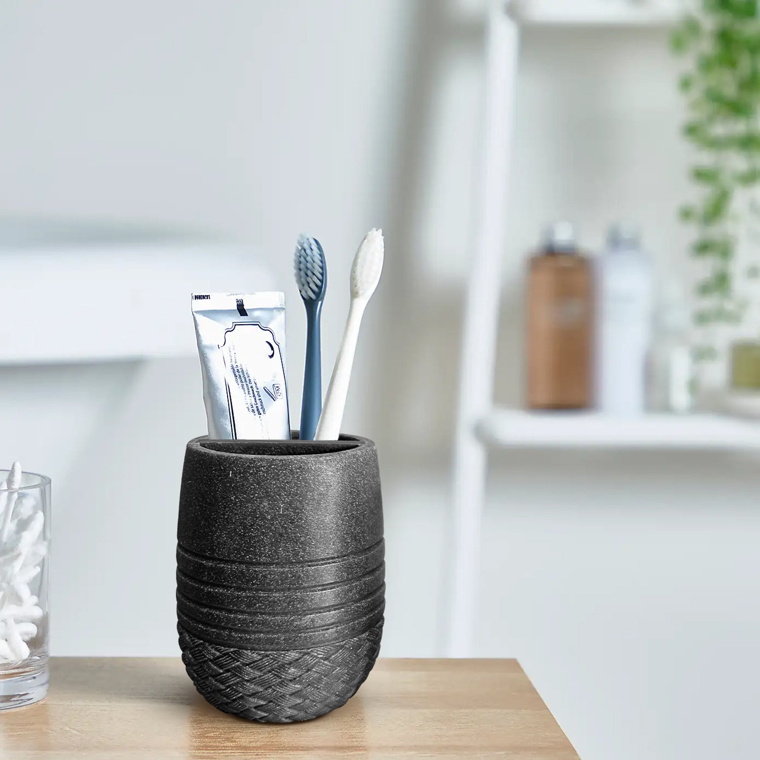 grey toothbrush holder