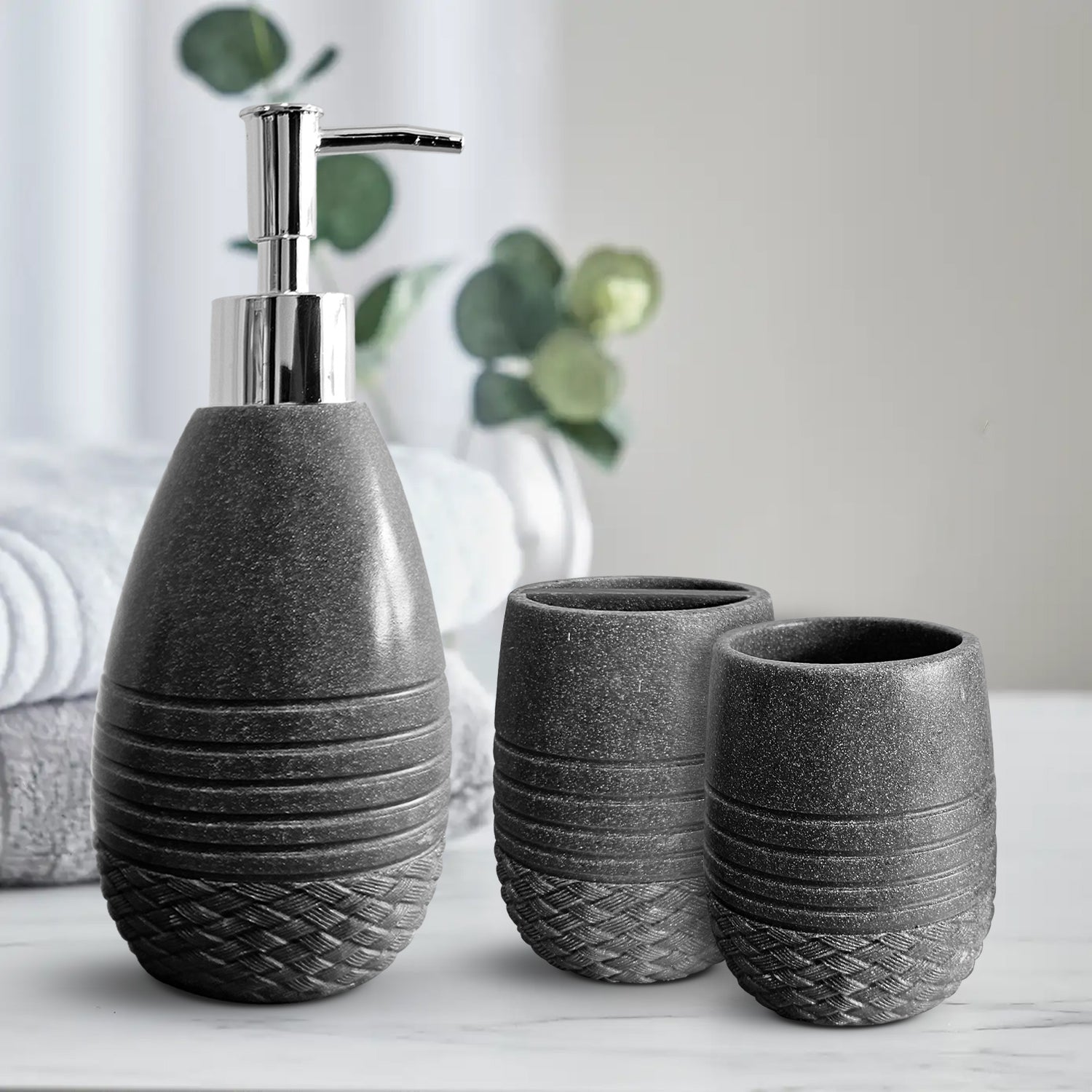 toothbrush holder and soap dispenser set