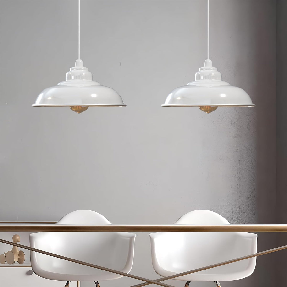 Abat-jour en métal blanc laqué Ø32 cm