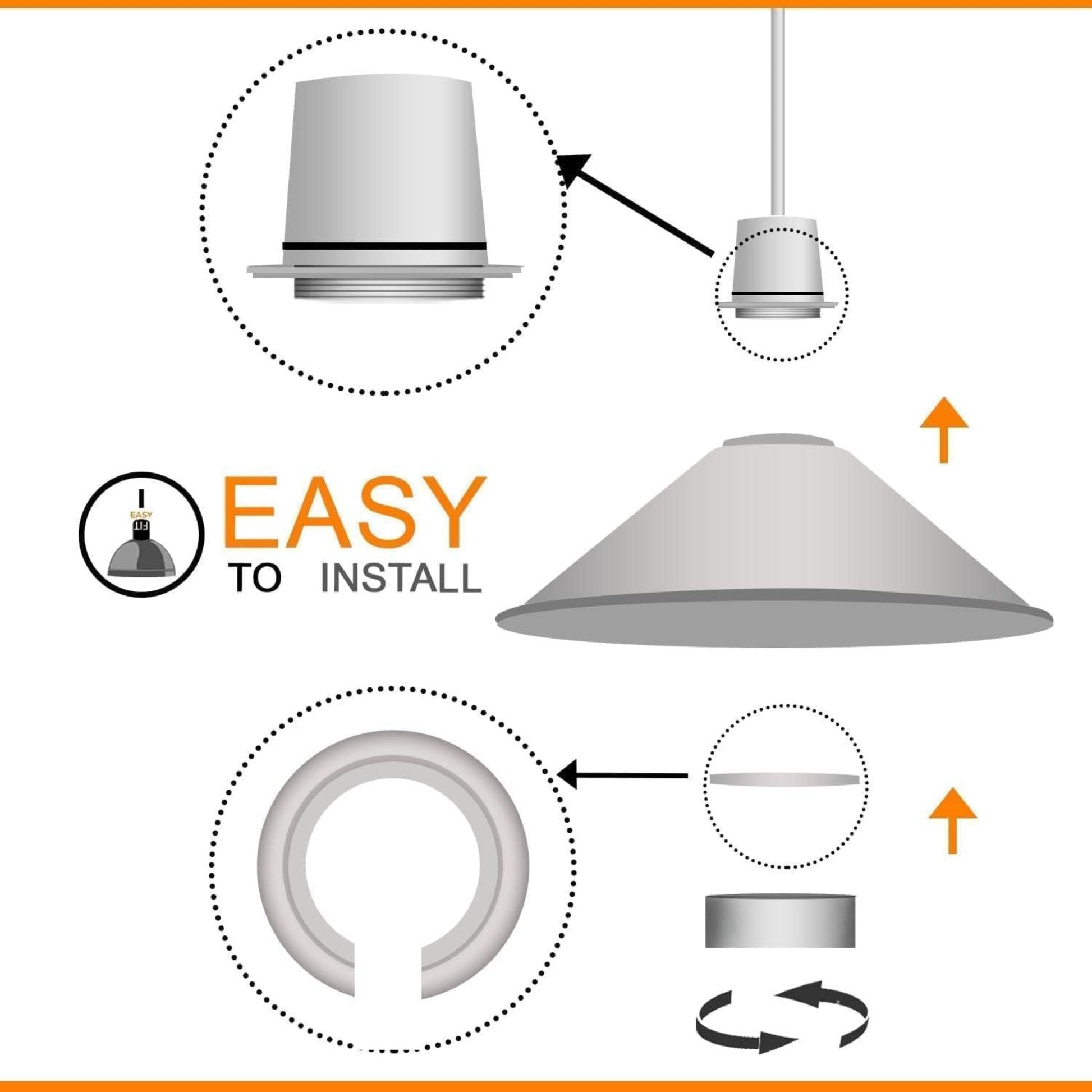 Abat-jour métal noir pour luminaire de plafond industriel