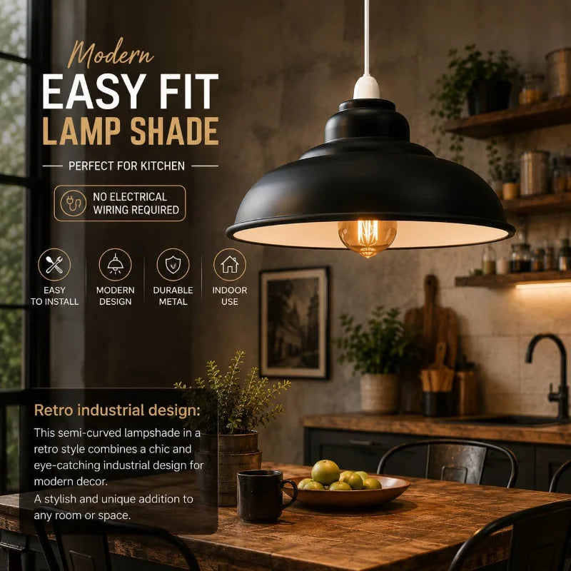 Abat-jour métallique noire pour luminaire de plafond