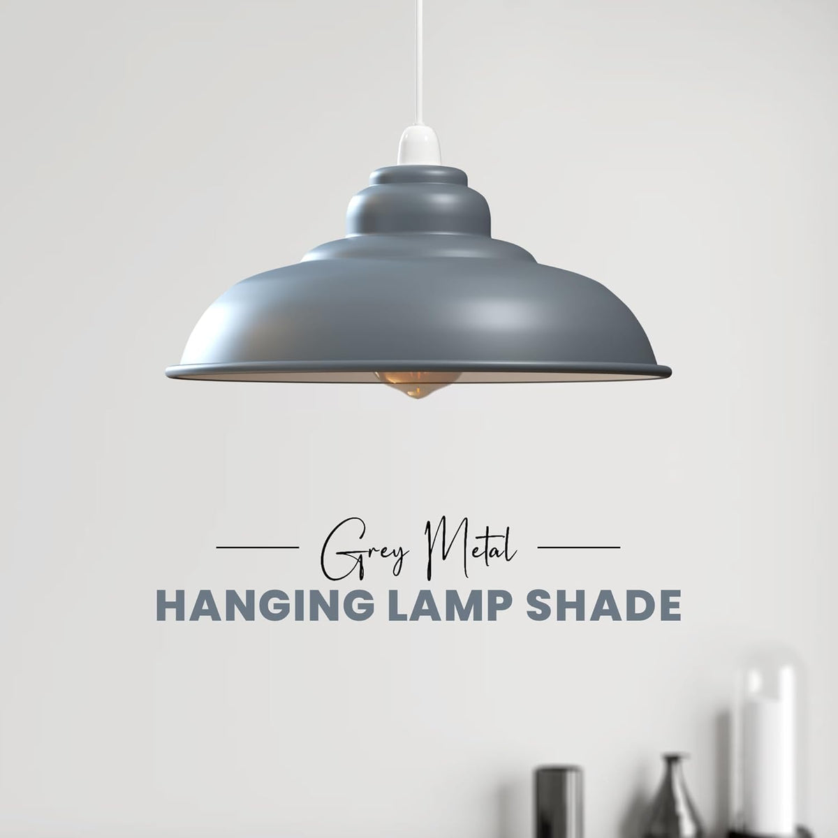 Abat-jour vintage en métal gris pour salon