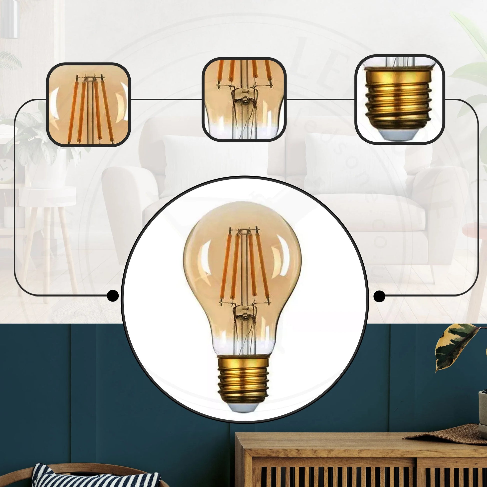 Ampoule LED E27 A60 filament vintage pour lampe de table