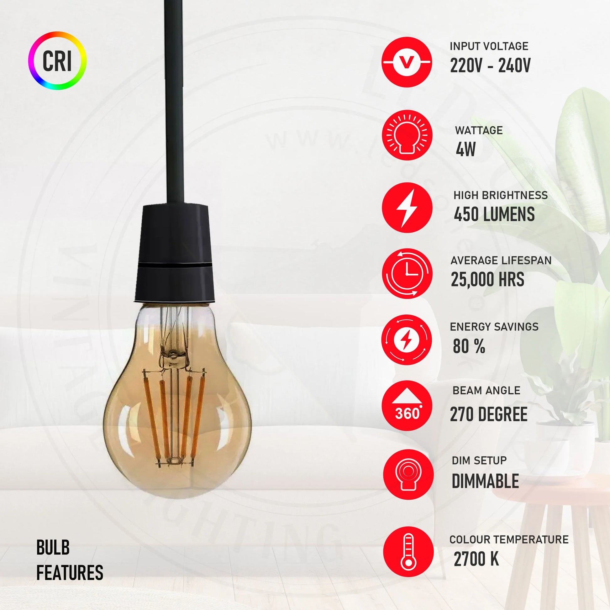 Ampoule LED filament E27 4W style Edison rétro