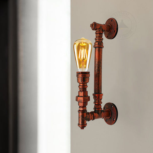 Mur de tuyaux en acier rouge rustique, lampe de Style rétro industriel Vintage ~ 2813
