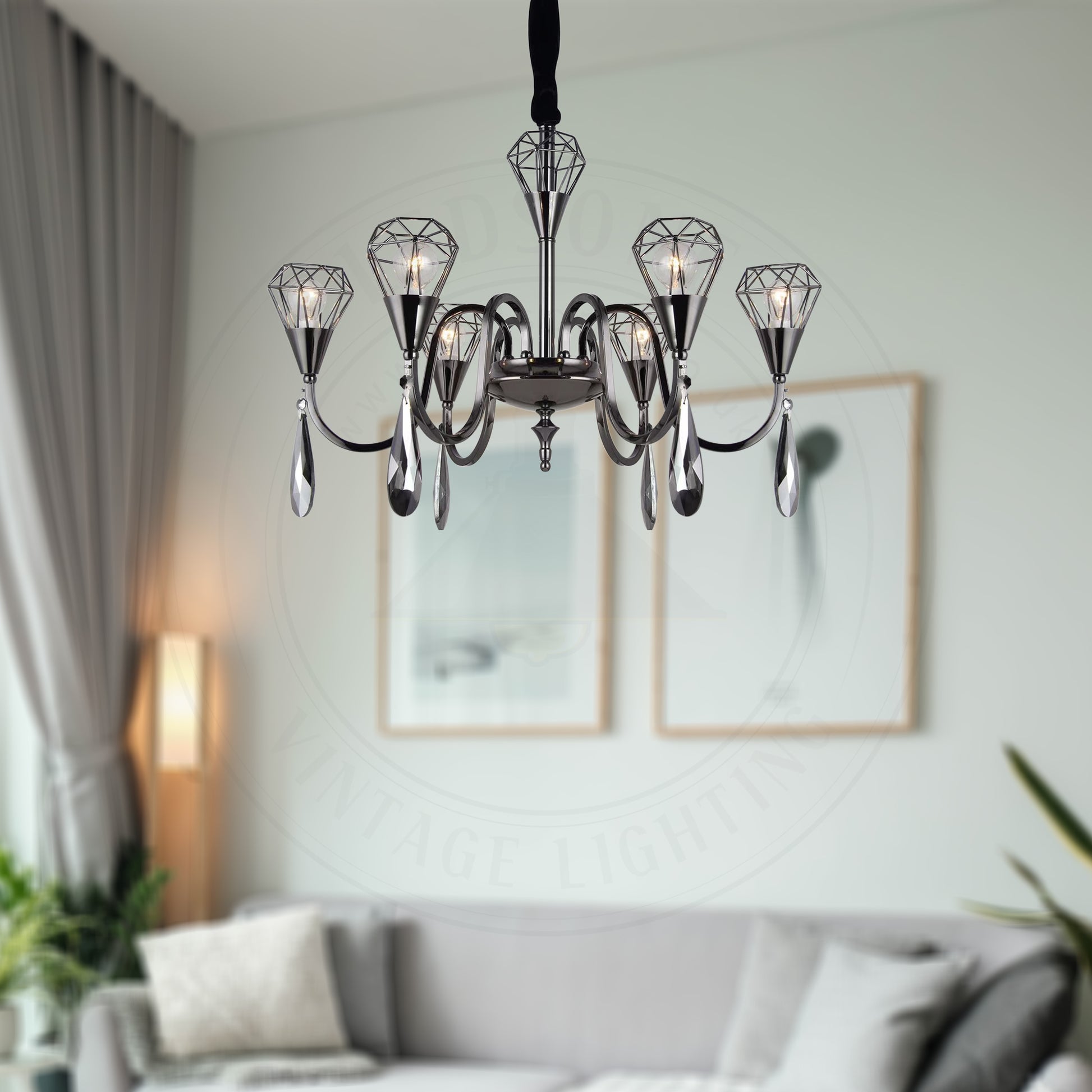 Chandelier Raindrop 6 Lamp Ceiling Light