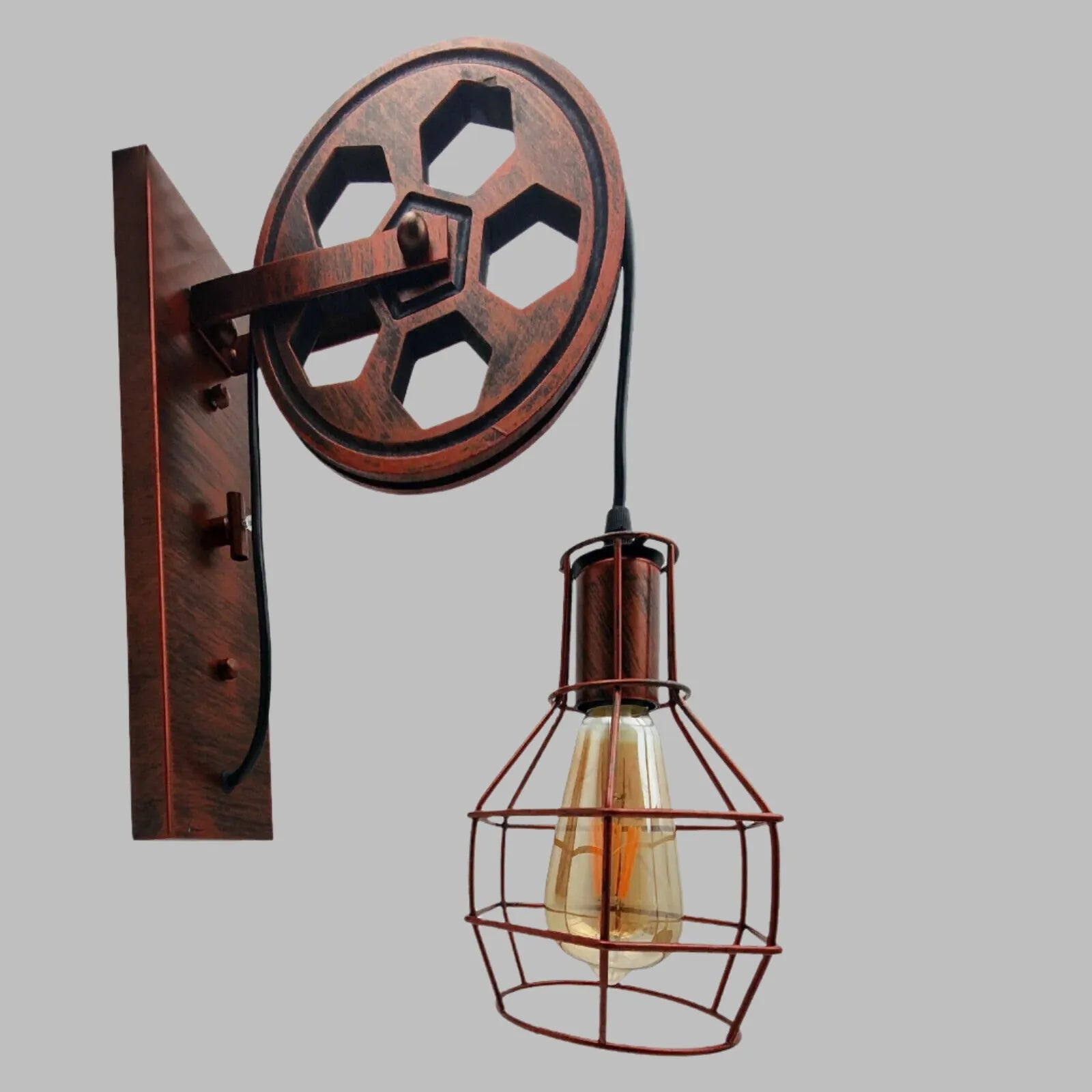 Applique Murale LED en Fer rétro Industriel avec poulie de Levage pour loft, Style Vintage, Noël pour Canal de Couloir d'allée intérieure