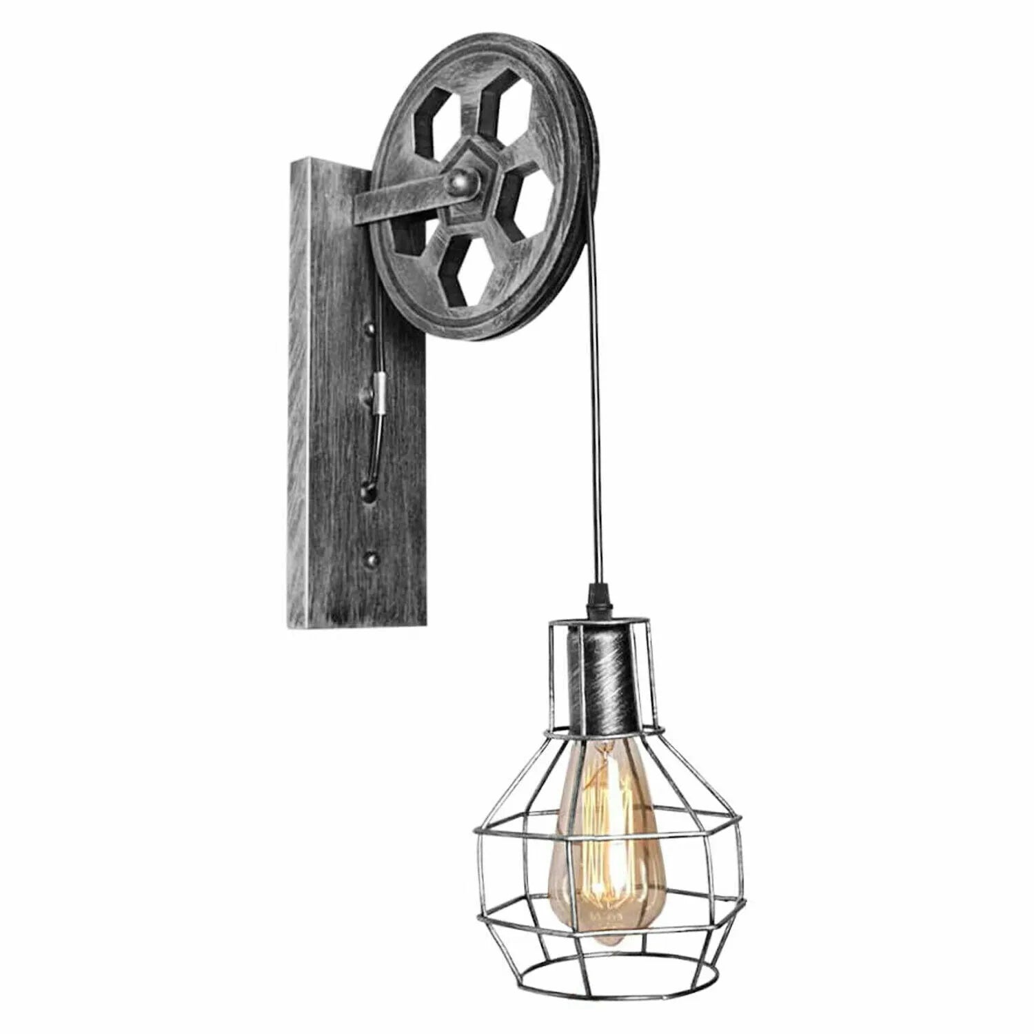 Applique Murale Rétro Lampe Murale Vintage Applique Murale Intérieure En Métal Pour Allée Loft Couloir E27,Noir