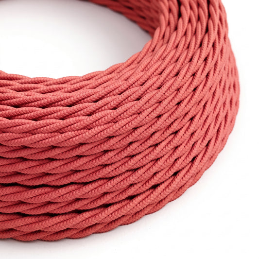 LEDSone Câble tissu torsadé rose 3 noyaux italien tressé éclairage flex ~2097