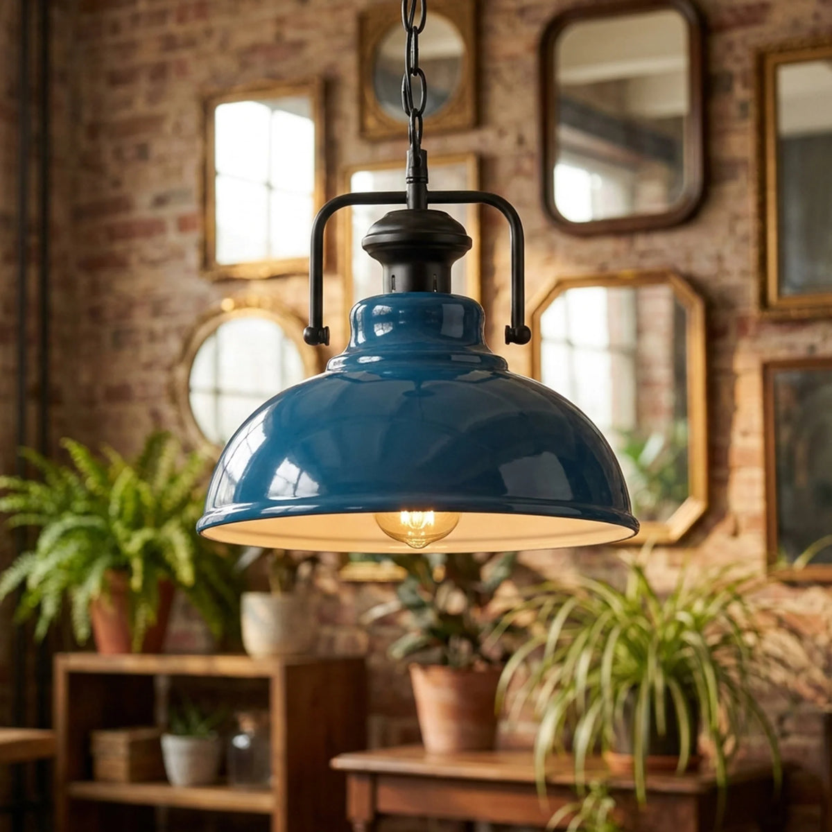 suspension vintage cuisine bleu