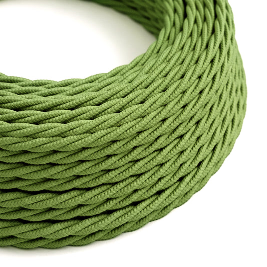 LEDSone Câble d'éclairage tissu tressé torsadé vert armée 3 noyaux 0,75 mm²  ~ 2098