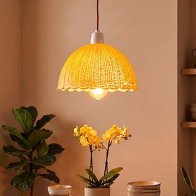 LEDSone Abat-Jour Verre Dome Festonne Style Retro pour Luminaire Suspendu 18cm ~1890