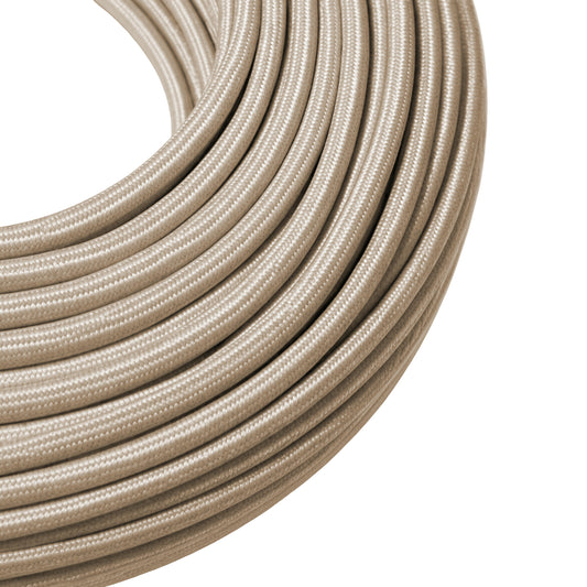 Cordon de lampe recouvert tissu crème tressé vintage 1m/5m/10m 2 noyaux rond 0,75mm ~3031