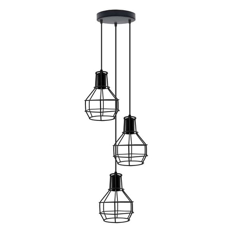 Lampe suspendue industrielle à abat-jour en métal à 3 lumières ~ 5125