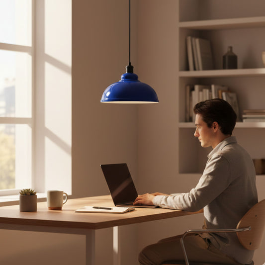 Industriel Suspension Luminaire Rétro Vintage (Bleu Marine) ~1875