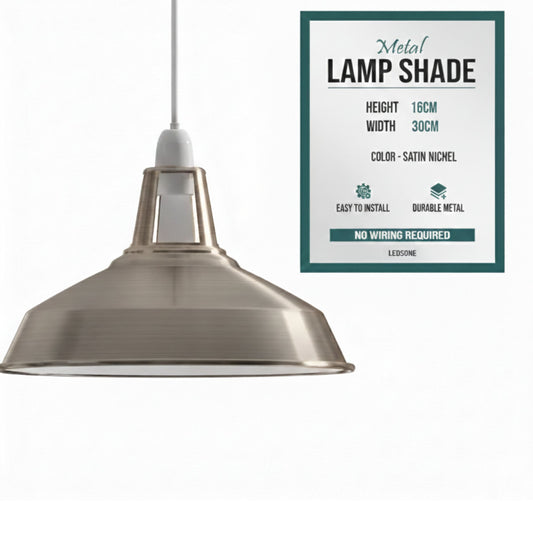 LEDSone Abat-jour Vintage Industriel en Métal 30 cm – Intérieur Blanc – Suspension, Applique, Plafonnier – E27/B22 ~1521