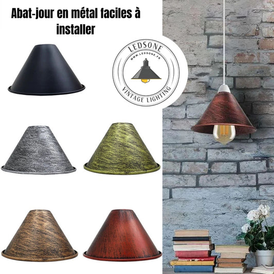Suspension vintage en métal | Abat-jour rétro facile à installer ~1398