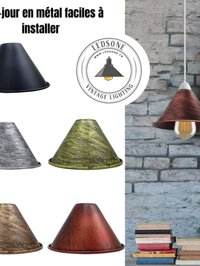 Suspension vintage en métal | Abat-jour rétro facile à installer ~1398