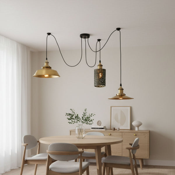 2m Pendant Light Cage Retro Industrial Ceiling Light Spider Lamp