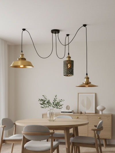 Suspension Araignee E27 3 Fils Luminaire Plafond 2m ~1543